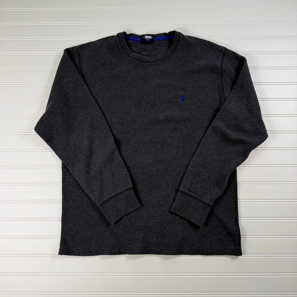 Polo Ralph Lauren Men's Gray‎ Waffle Knit Long Sleeve Sleep Shirt Top XL